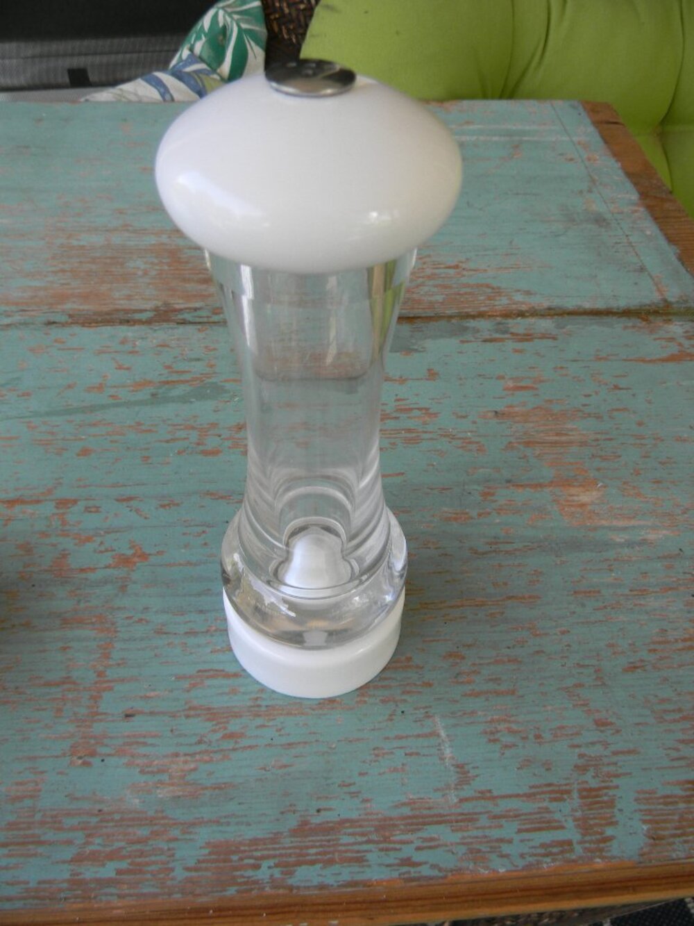 Olde Thompson WHITE/CLEAR ACRYLIC SALT SHAKER 8"TALL MCM MOD